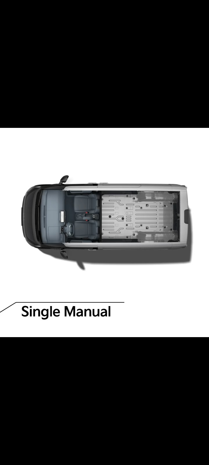 Draufsicht auf den Kia PV5 Cargo mit einer manuellen Schiebetür.
